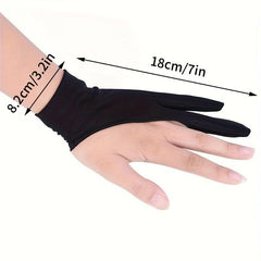 Drawing Gloves for Women & Men Two Fingers Right Left Hand Black