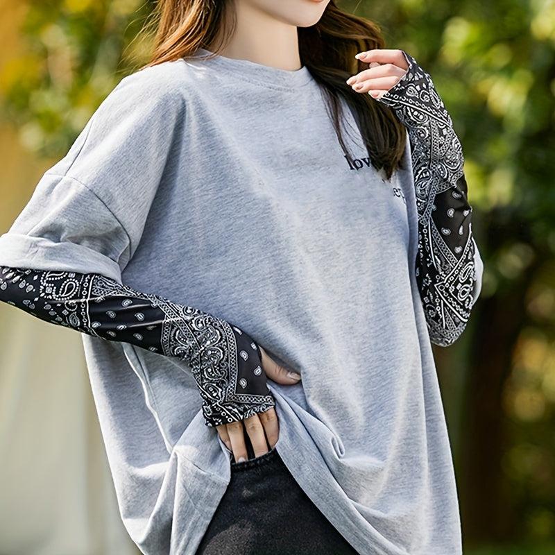 Paisley Print Ice Sleeve Gloves Breathable UV Protection Sleeves