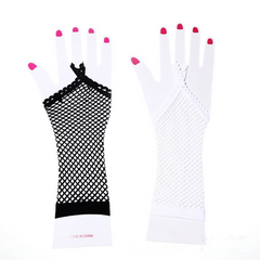 Fishnet Fingerless Gloves Hollow Elastic Sleeves Women