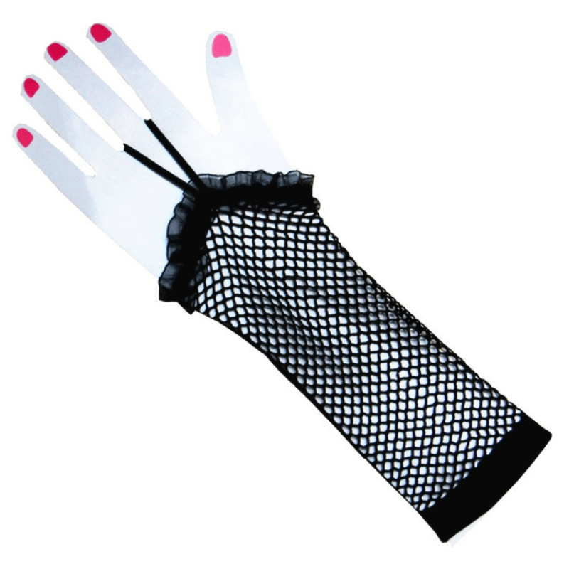 Fishnet Fingerless Gloves Hollow Elastic Sleeves Women
