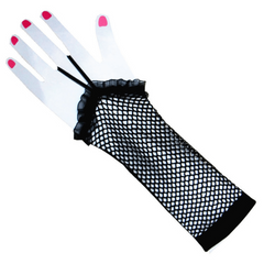 Fishnet Fingerless Gloves Hollow Elastic Sleeves Women