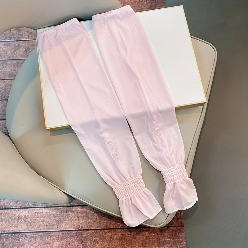 Striped Sunscreen Sleeves Women Thin Loose Arm Sleeves UV Protection Gloves