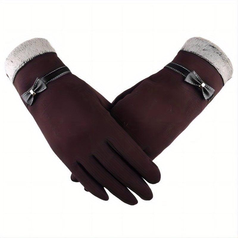 Velvet Warm Touch Screen Gloves Windproof Short Full Finger Gloves