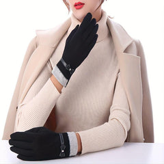 Velvet Warm Touch Screen Gloves Windproof Short Full Finger Gloves