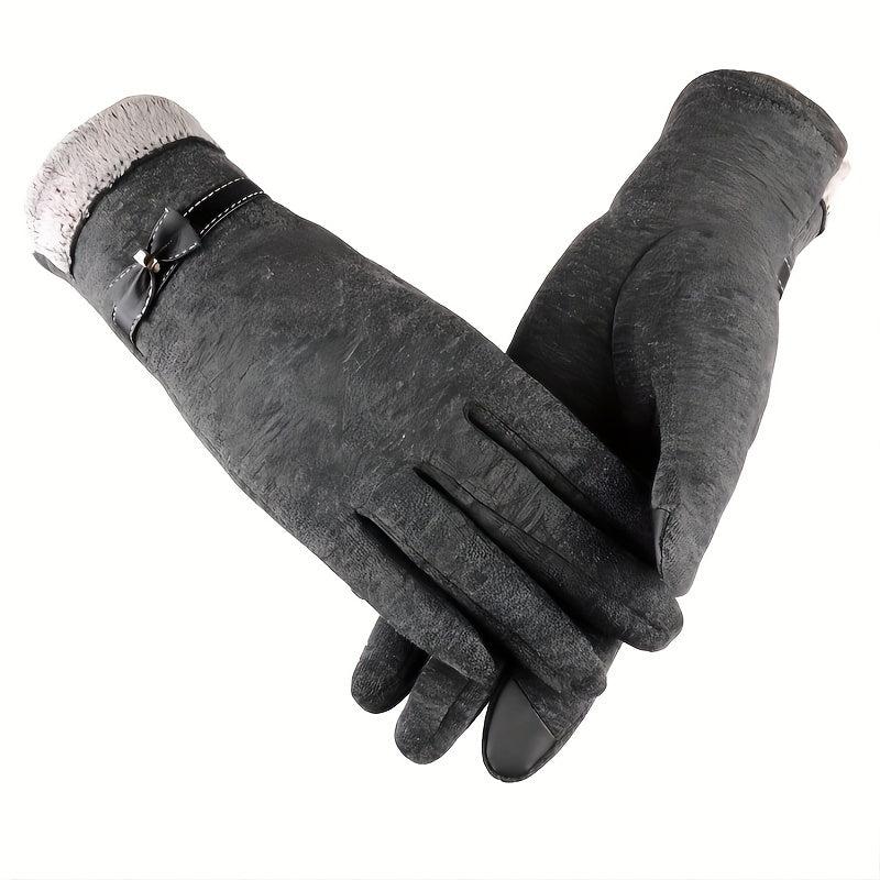 Velvet Warm Touch Screen Gloves Windproof Short Full Finger Gloves