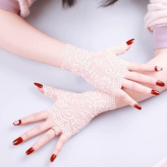 Lace Embroidery Sunscreen Gloves for Women