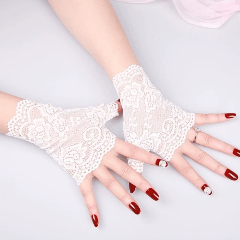 Lace Embroidery Sunscreen Gloves for Women
