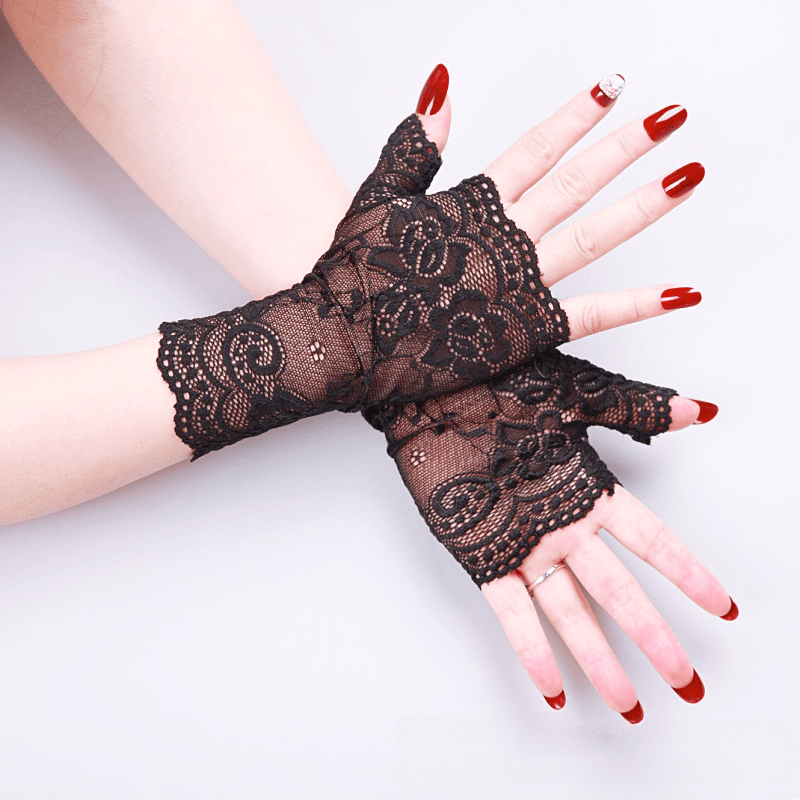 Lace Embroidery Sunscreen Gloves for Women