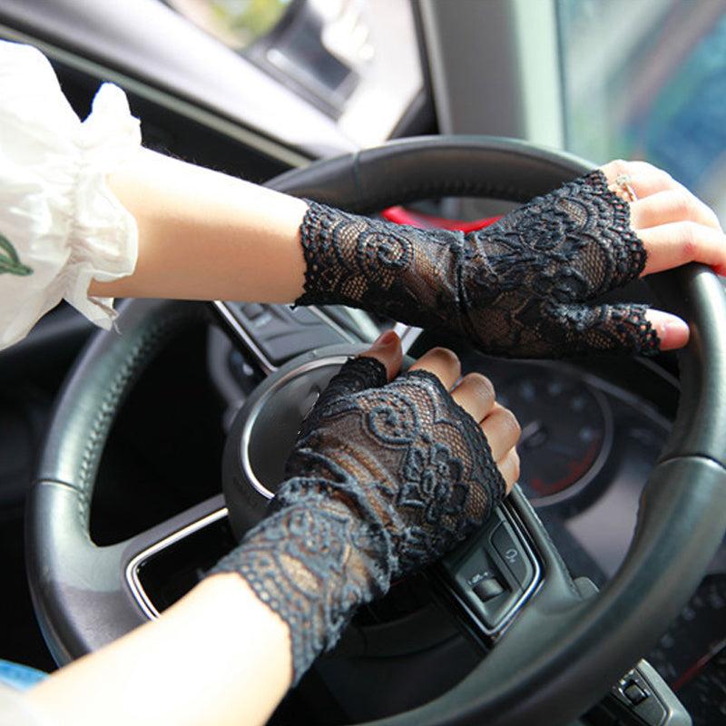 Lace Embroidery Sunscreen Gloves for Women