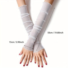 Mesh Sunscreen Sleeve Ruffle Gloves UV Protection