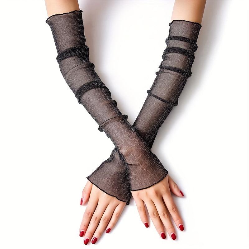 Mesh Sunscreen Sleeve Ruffle Gloves UV Protection