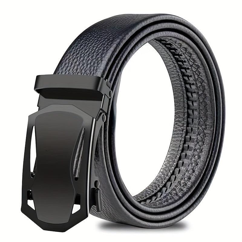Men's Business PU Leather Belt Automatic Buckle Belt Sports Car Head Edging