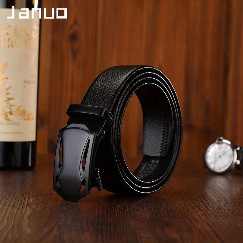 Men's Business PU Leather Belt Automatic Buckle Belt Sports Car Head Edging