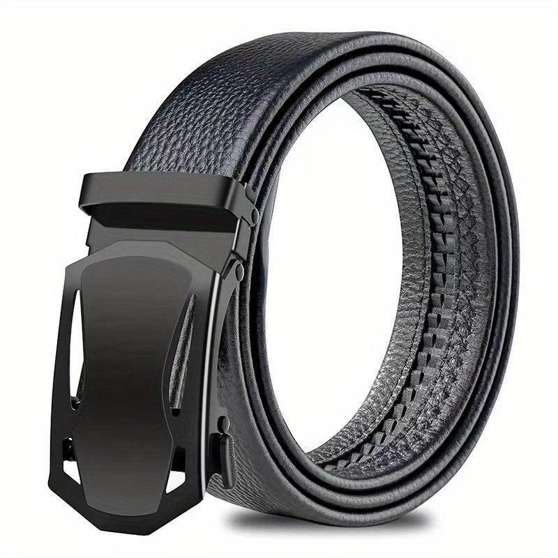 Men's Business PU Leather Belt Automatic Buckle Belt Sports Car Head Edging