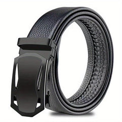 Men's Business PU Leather Belt Automatic Buckle Belt Sports Car Head Edging