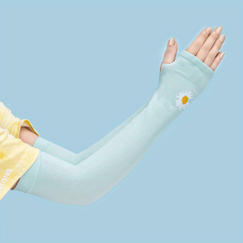 Daisy Print Ice Sleeve Sun Protection Outdoor Driving Gloves