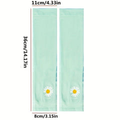 Daisy Print Ice Sleeve Sun Protection Outdoor Driving Gloves