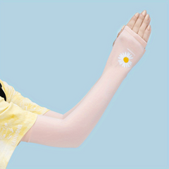 Daisy Print Ice Sleeve Sun Protection Outdoor Driving Gloves
