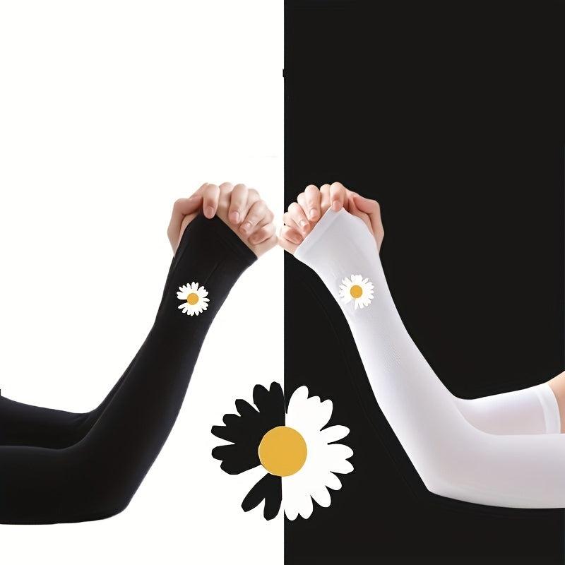Daisy Print Ice Sleeve Sun Protection Outdoor Driving Gloves