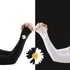 Daisy Print Ice Sleeve Sun Protection Outdoor Driving Gloves