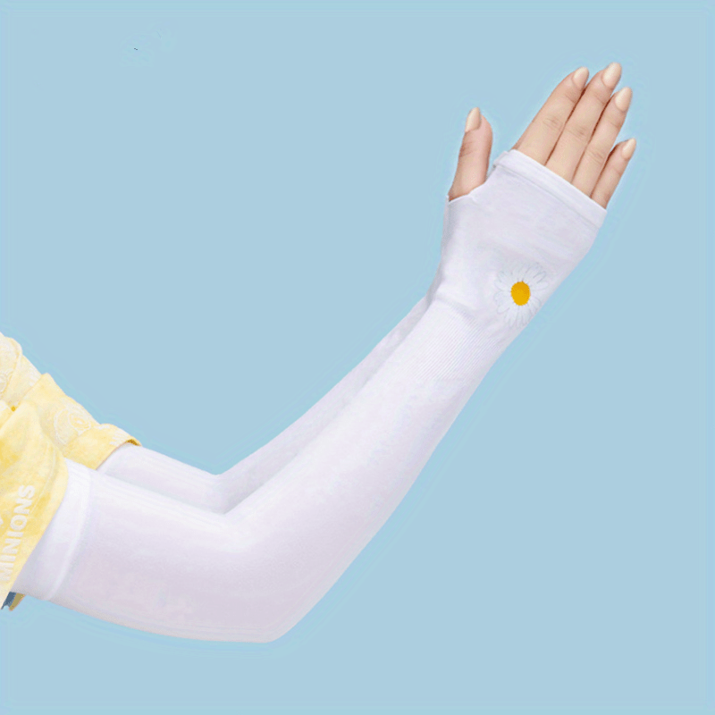 Daisy Print Ice Sleeve Sun Protection Outdoor Driving Gloves