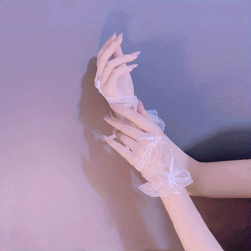 Vintage Lace Wedding Bridal Gloves Punk Style