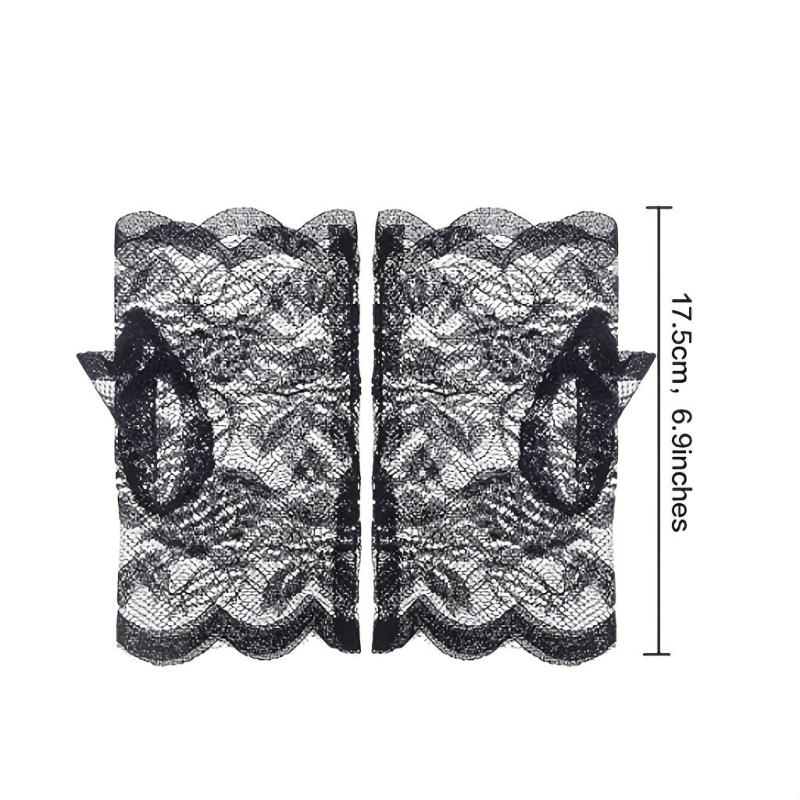 Lace Fingerless Gloves for Women - Breathable Mesh Decorative Gloves