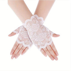 Lace Fingerless Gloves for Women - Breathable Mesh Decorative Gloves