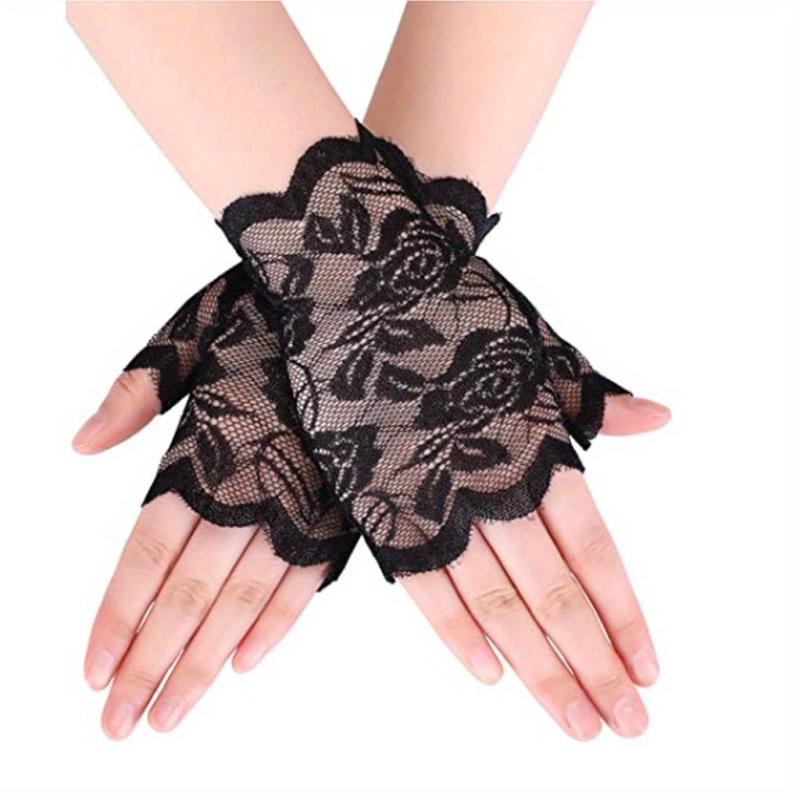 Lace Fingerless Gloves for Women - Breathable Mesh Decorative Gloves