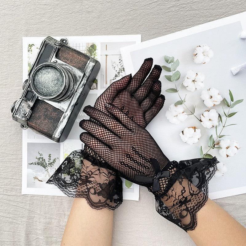 Lace Mesh Breathable Short Gloves for Women