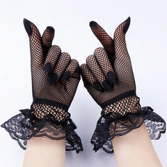 Lace Mesh Breathable Short Gloves for Women