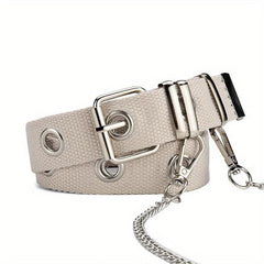 Punk Style Canvas Belt Unisex Chain Belt Hip Hop Jeans Belt