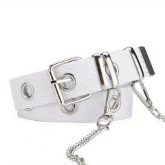 Punk Style Canvas Belt Unisex Chain Belt Hip Hop Jeans Belt