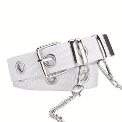 Punk Style Canvas Belt Unisex Chain Belt Hip Hop Jeans Belt