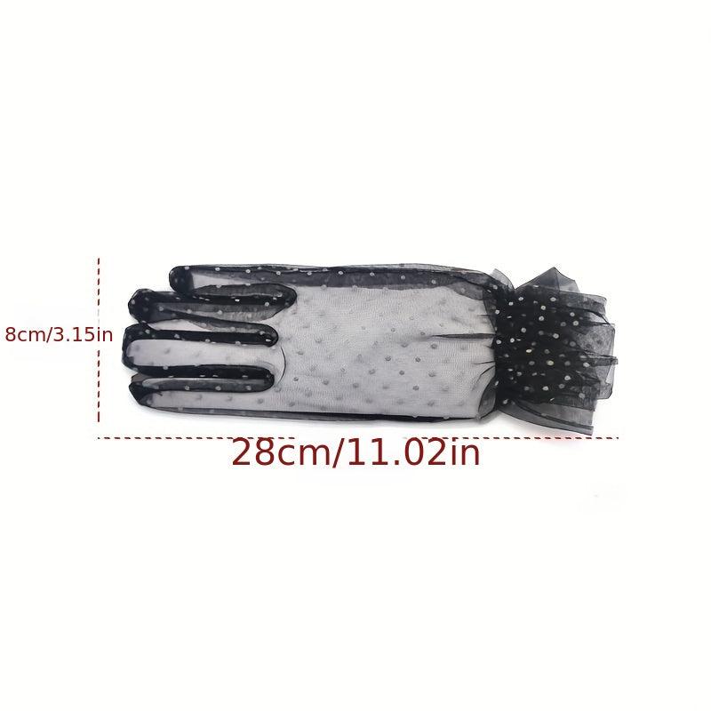 Polka Dot Transparent Lace Gloves for Women