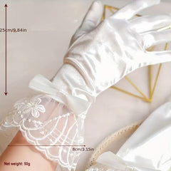 Short Lace Edge Gloves for Wedding Bridal Bow