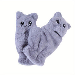 Plush Animal Gloves Flip Cover Cartoon Cat Gloves For Women