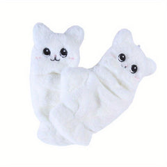 Plush Animal Gloves Flip Cover Cartoon Cat Gloves For Women