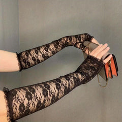 Elegant Lace Long Fingerless Gloves for Women