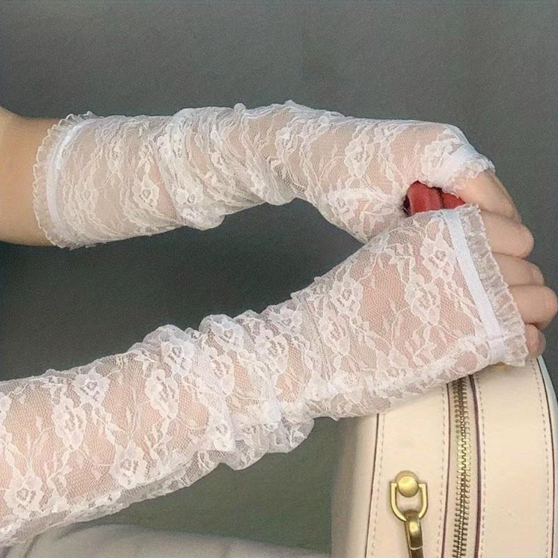 Elegant Lace Long Fingerless Gloves for Women