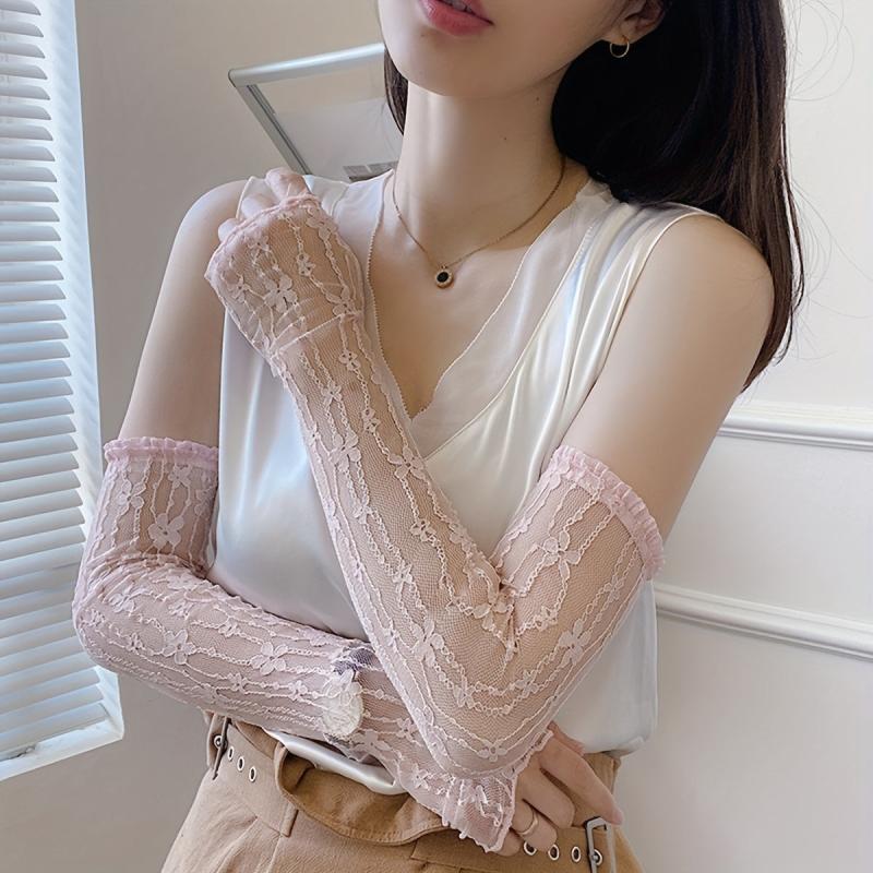 Vintage Lace Floral Embroidery Gloves for Women