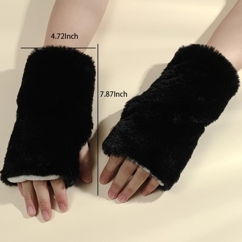 Warm Fuzzy Soft Gloves for Women Fingerless Gloves