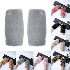 Warm Fuzzy Soft Gloves for Women Fingerless Gloves