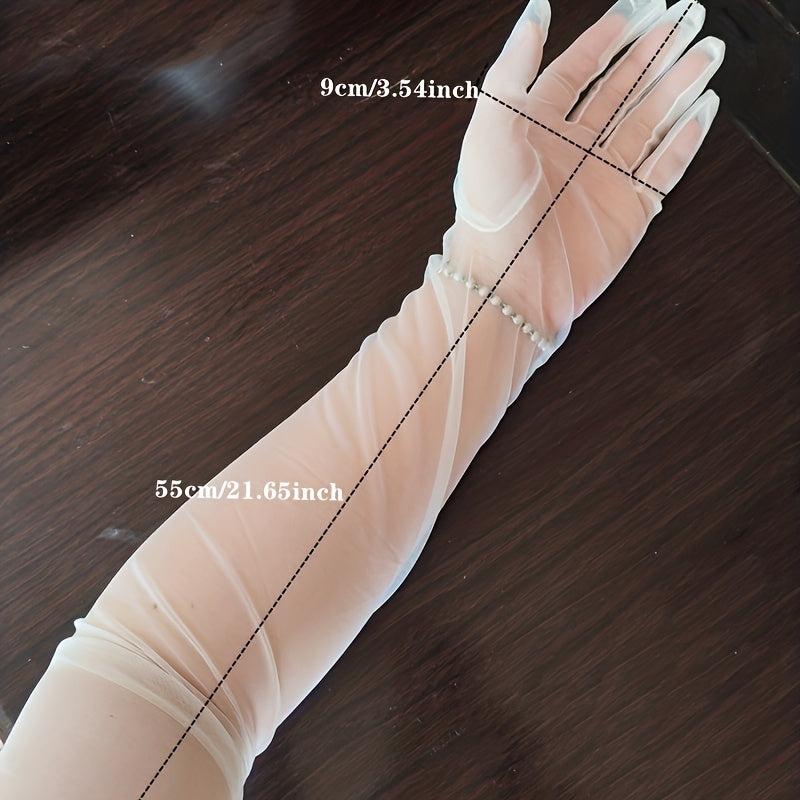Mesh Thin Gloves Breathable Long Bridal Wedding Gloves For Women