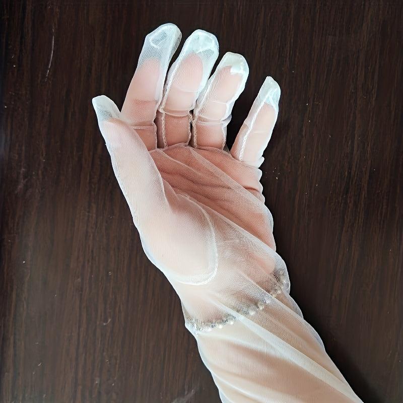 Mesh Thin Gloves Breathable Long Bridal Wedding Gloves For Women