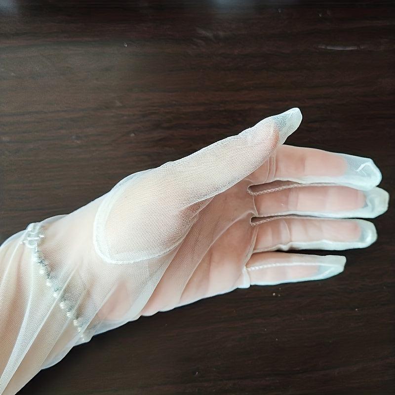 Mesh Thin Gloves Breathable Long Bridal Wedding Gloves For Women