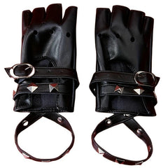 Rivet Punk Fingerless Gloves for Women Hollow Out Rock Stage Hip Hop Party