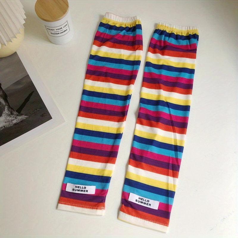 Striped Sleeve Sunscreen UV Protection Viscose Sleeves Spring Summer Autumn