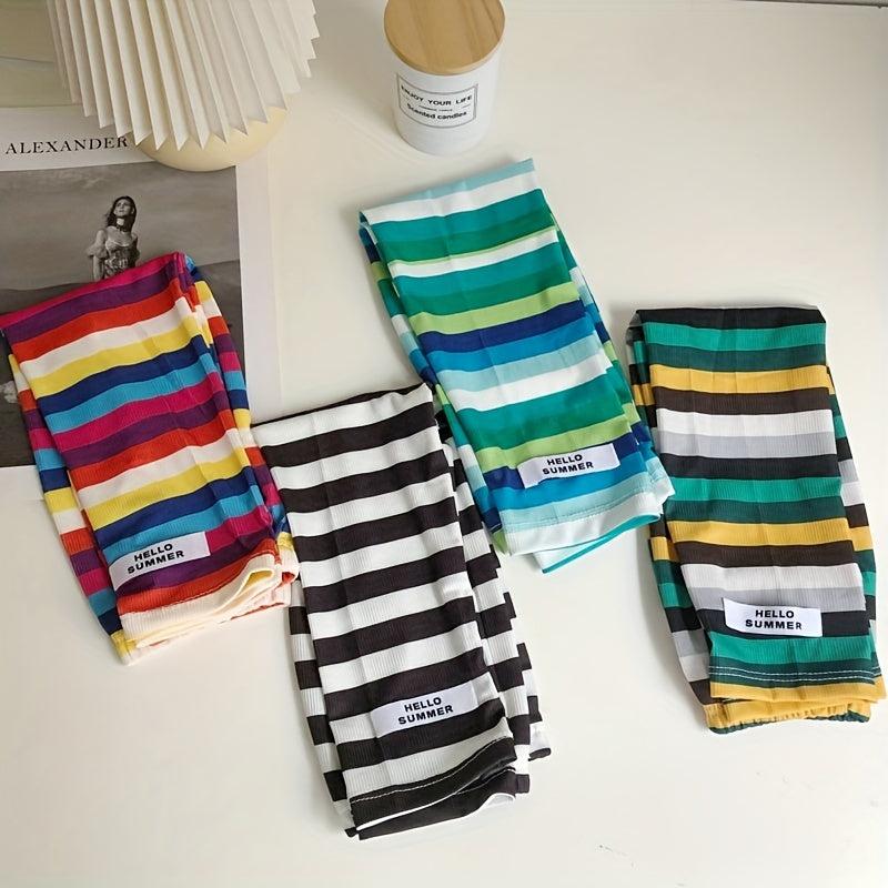Striped Sleeve Sunscreen UV Protection Viscose Sleeves Spring Summer Autumn
