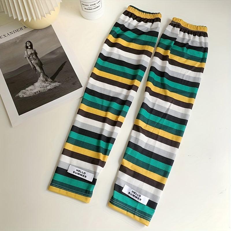Striped Sleeve Sunscreen UV Protection Viscose Sleeves Spring Summer Autumn